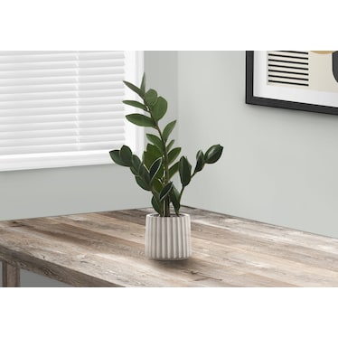 Faux 1' ZZ Plant with Gray Planter