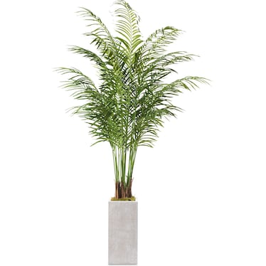 Faux 7.5' Areca Palm Plant with White Sanibel Planter - Medium
