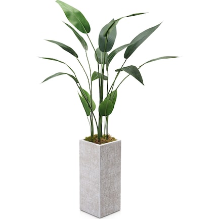 Faux 5' Travellers Palm Tree with White Sanibel Planter - Small