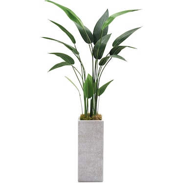 Faux 5' Travellers Palm Tree with White Sanibel Planter - Small