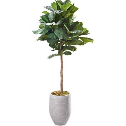Faux Round Fiddle Leaf Fig Tree with Laurel Planter - Large
