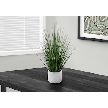 Faux 1' Grass with White Planter