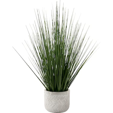 Faux 1' Grass with White Planter