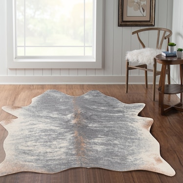Faux Cowhide 5 X 6 Area Rug - Gray Mix
