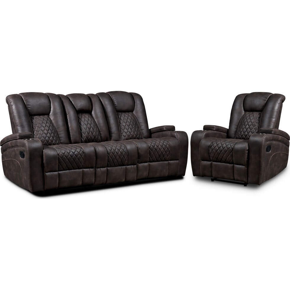 felix dark brown  pc manual reclining living room   