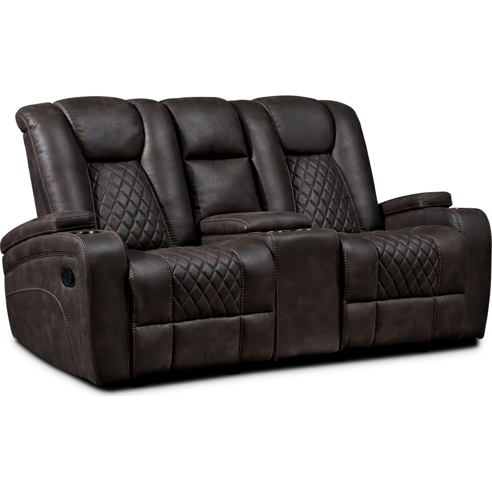 felix dark brown manual reclining loveseat   