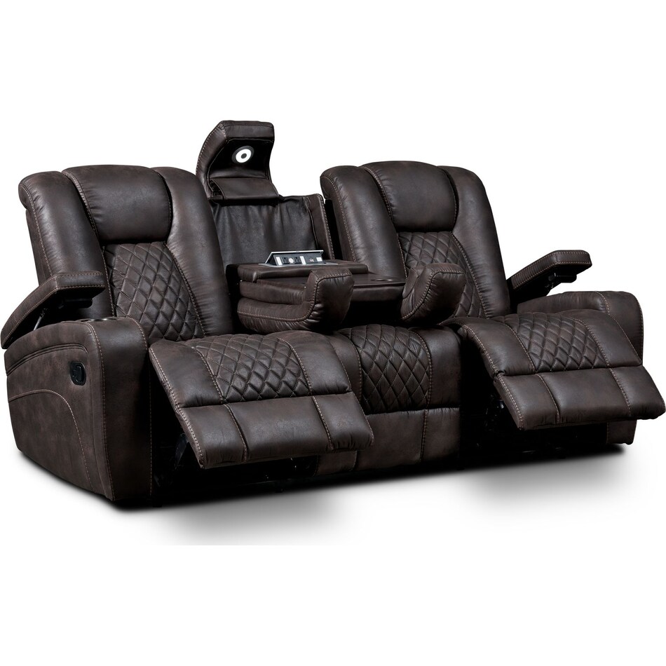 felix dark brown manual reclining sofa   