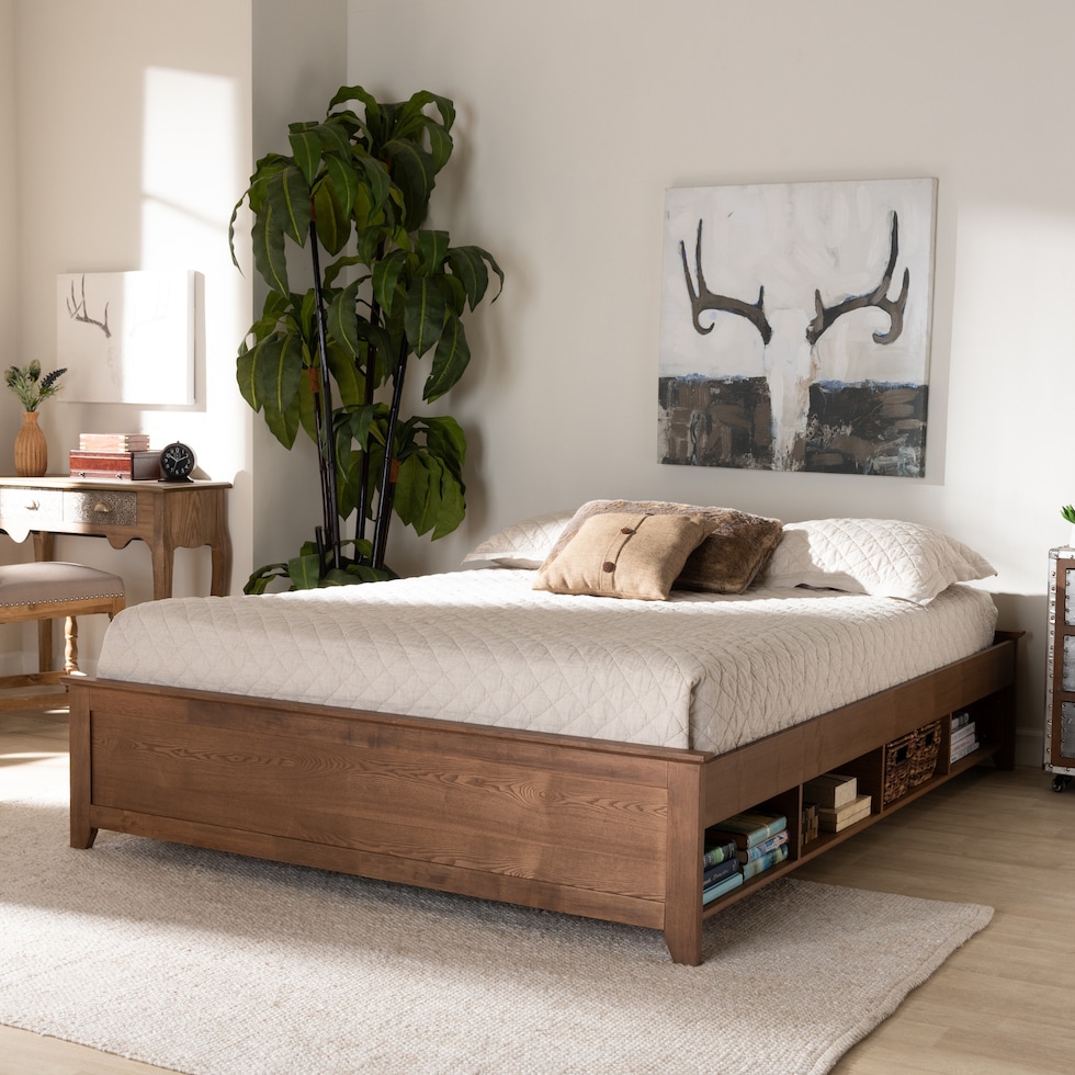 felizia ash walnut queen bed   