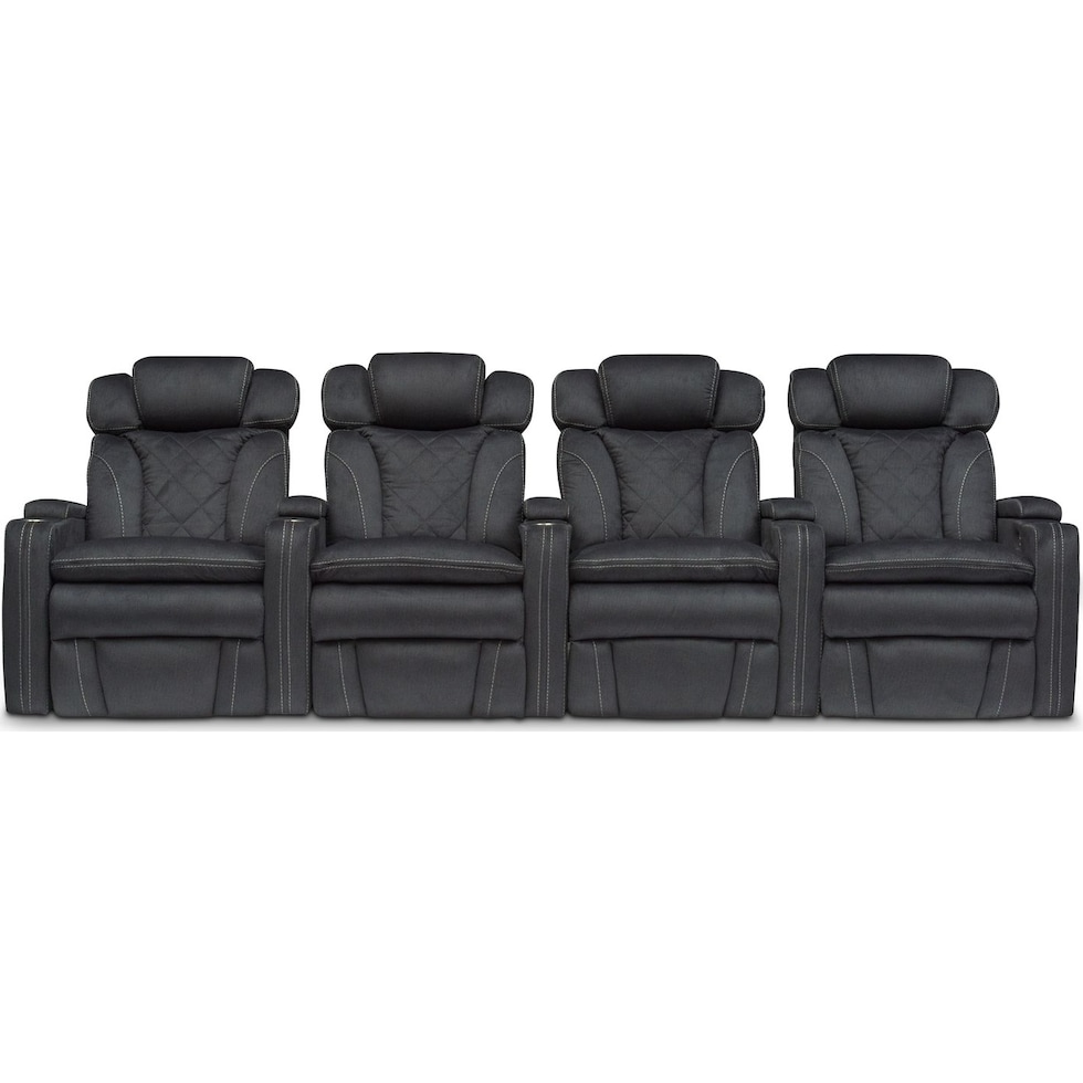 fiero charcoal gray  pc power home theatre sectional   