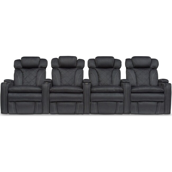 Living Room Furniture - Fiero 4-Piece Dual-Power Reclining Home Theater Sectional