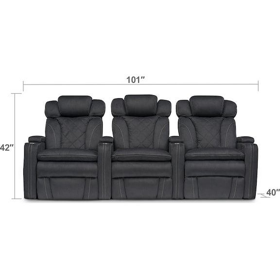 Living Room Furniture - Fiero 3-Piece Dual-Power Reclining Home Theater Sectional