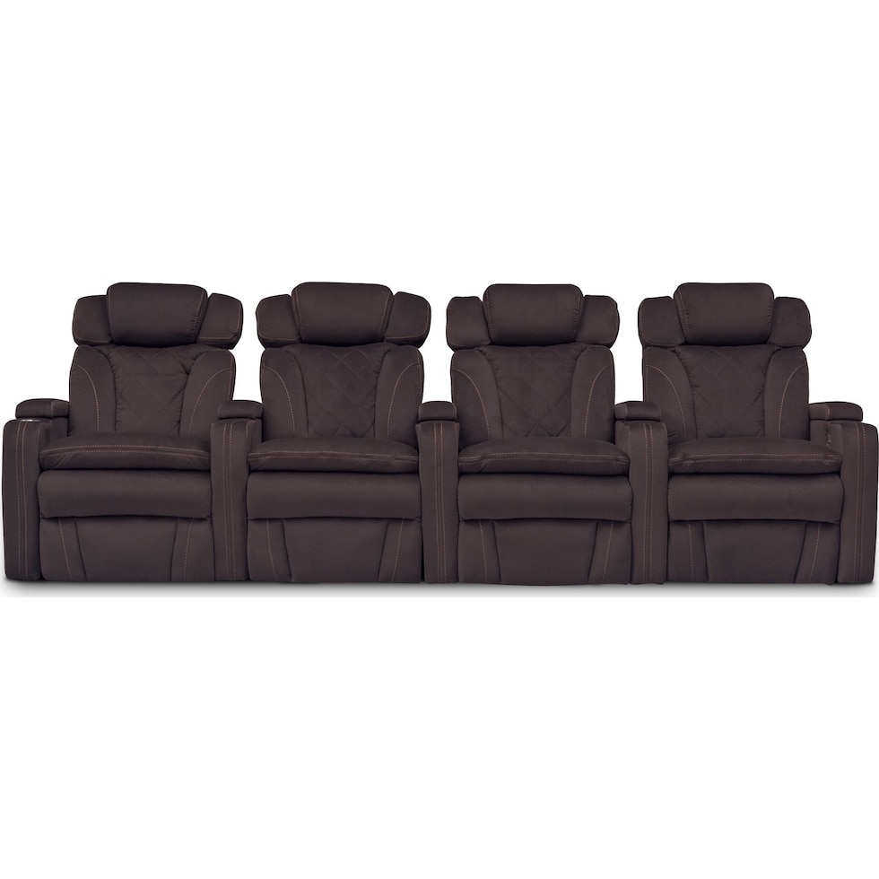 fiero godiva dark brown power home theater sectional   