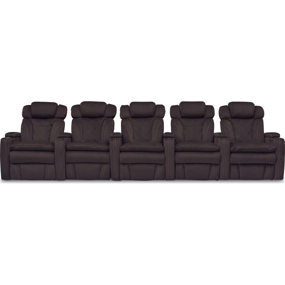 fiero godiva dark brown power home theater sectional   