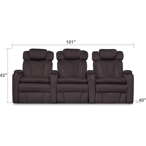 Living Room Furniture - Fiero 3-Piece Dual-Power Reclining Home Theater Sectional
