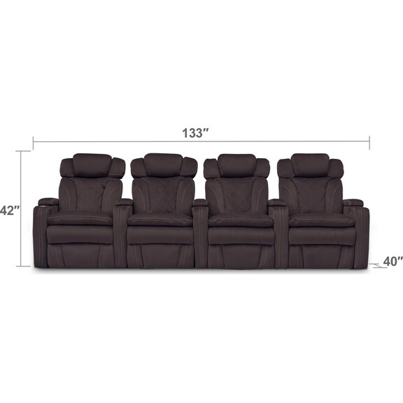 Living Room Furniture - Fiero 4-Piece Dual-Power Reclining Home Theater Sectional