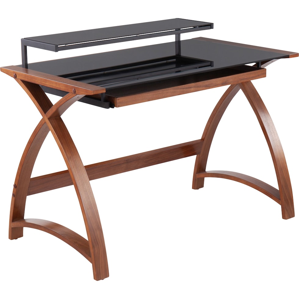 fina walnut black desk   