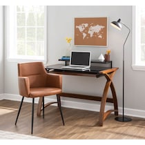 fina walnut black desk   