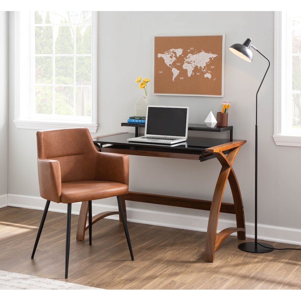 fina walnut black desk   