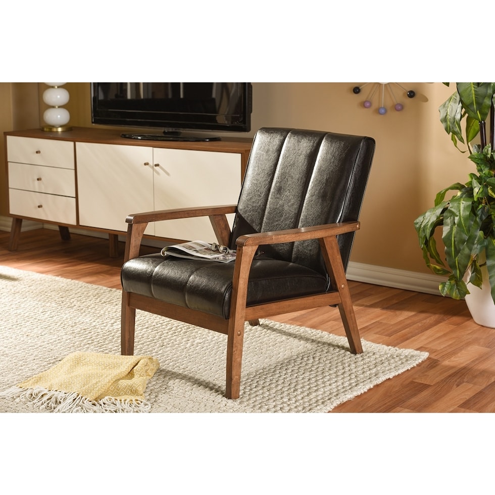 fisher dark brown accent chair   