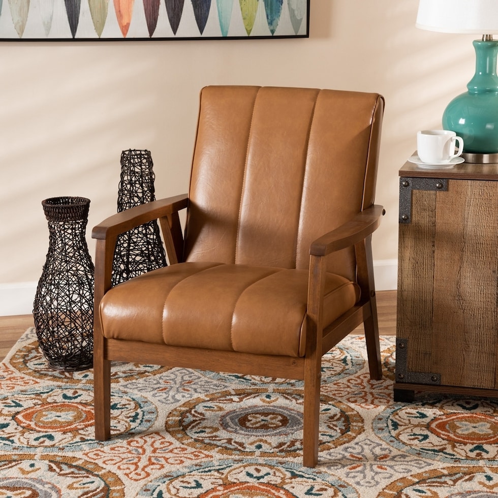 fisher light brown accent chair   