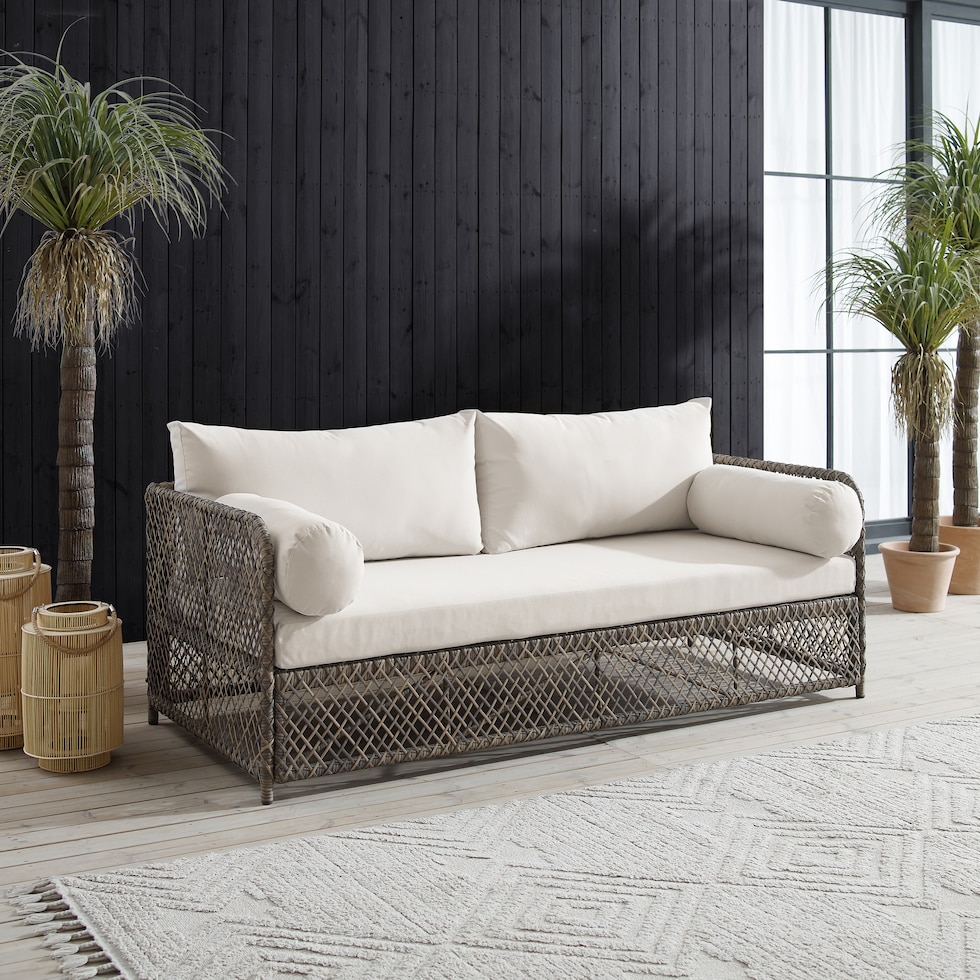 flat rock neutral outdoor sofa   