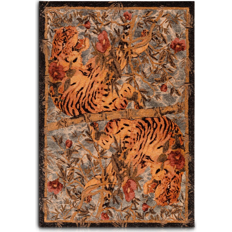 flat woven tiger multicolor area rug  x    