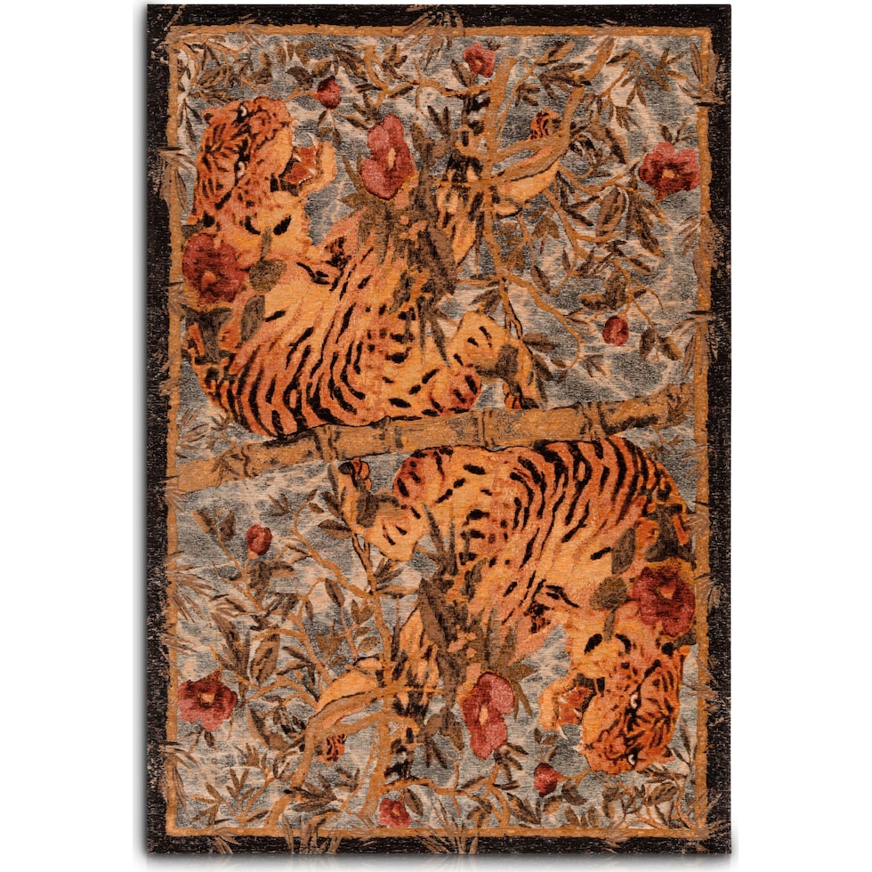 flat woven tiger multicolor area rug  x    