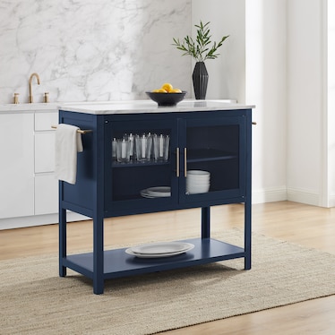 Flora Kitchen Island - Navy/White