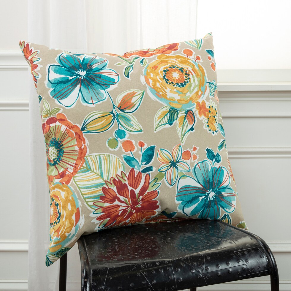 floral multicolor outdoor pillow   