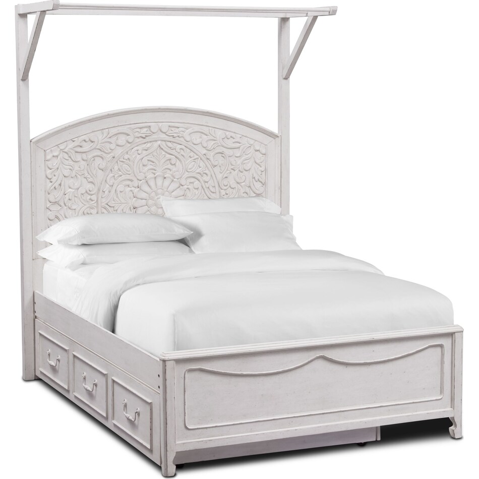 florence white full canopy bed with trundle   