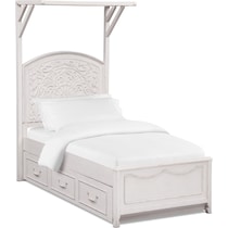 florence white twin canopy bed with trundle   