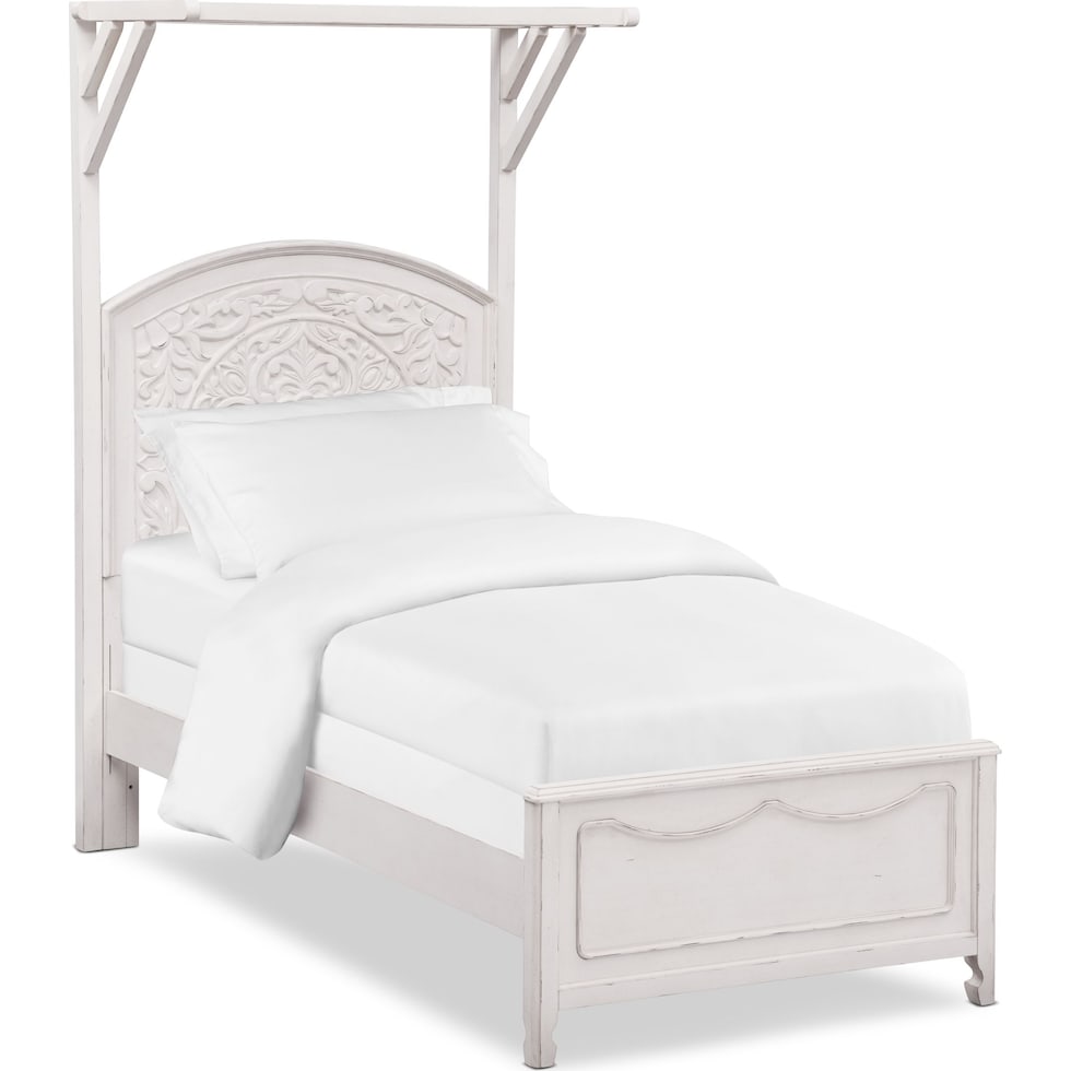 florence white twin canopy bed   