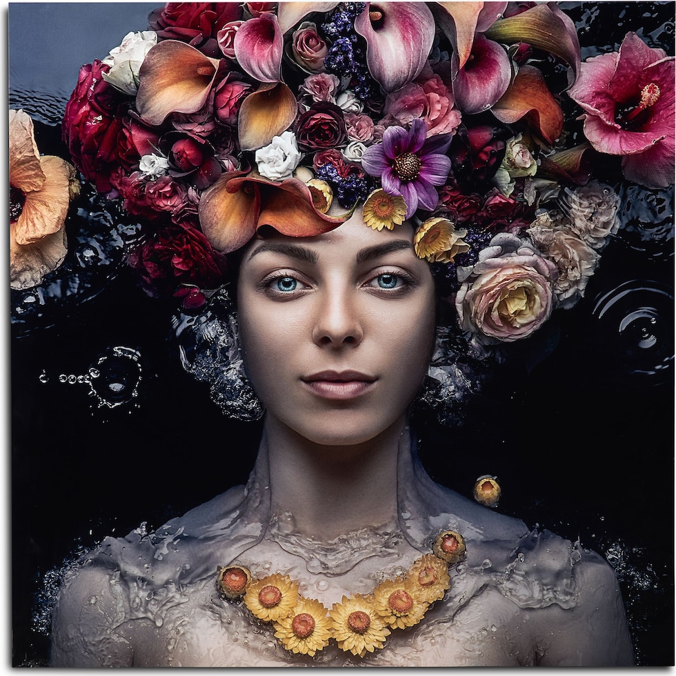 flowers in hair multicolor wall art   