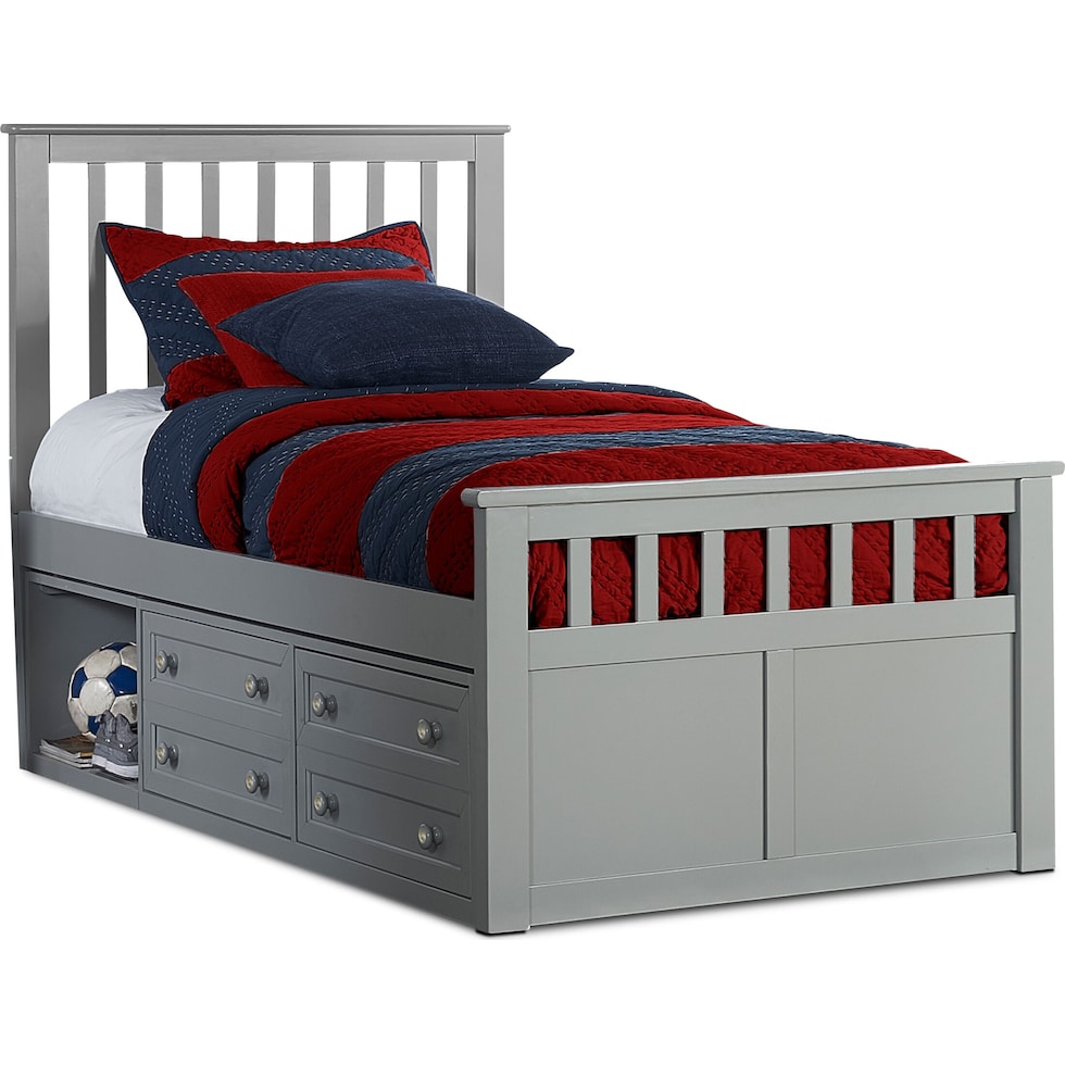 flynn youth gray full bed w storage   