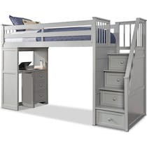 flynn youth gray twin loft bed with desk   