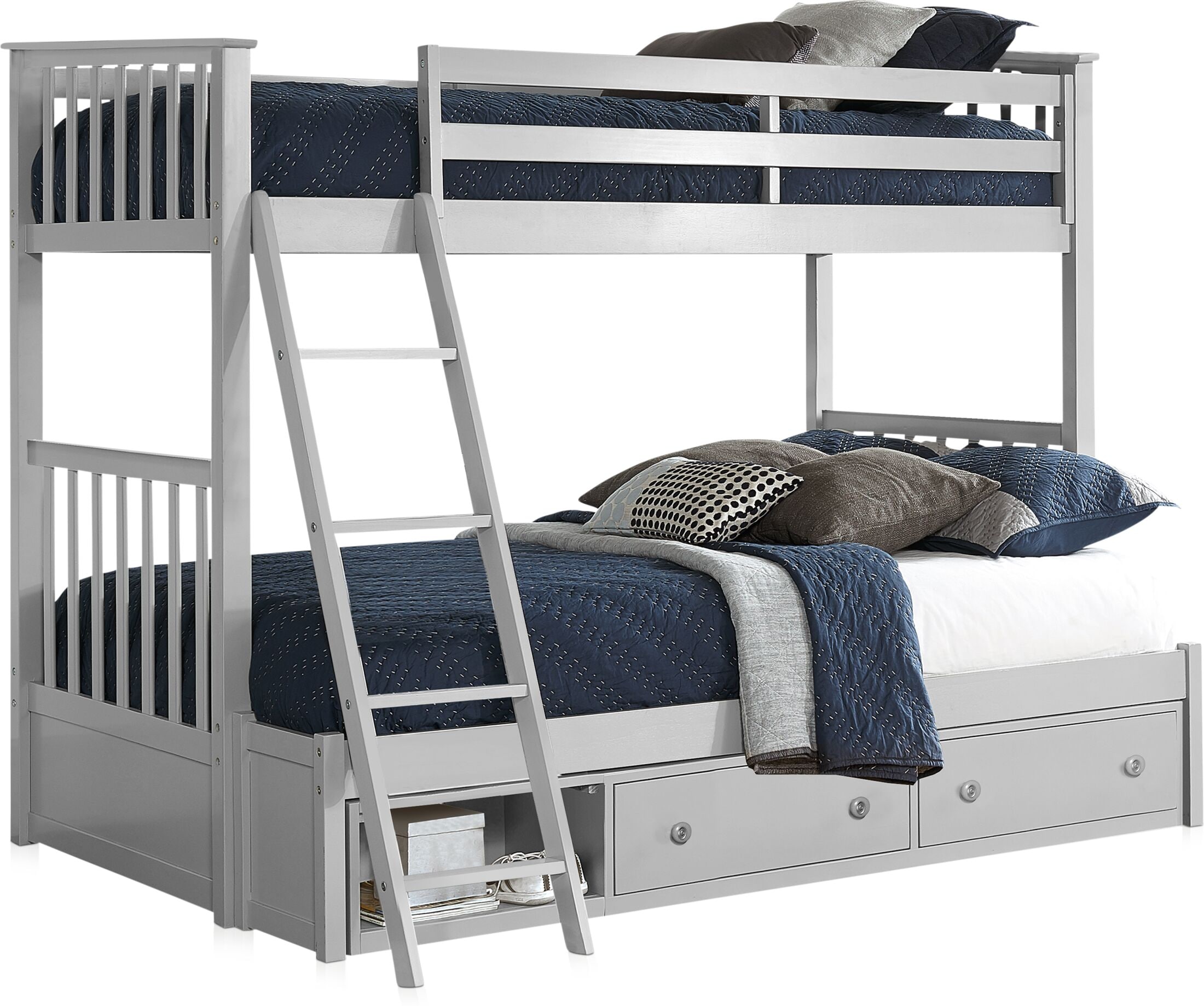 Flynn Twin over Full Storage Bunk Bed Gray American Signature Furniture