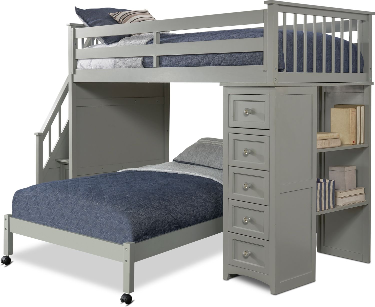 bunk bed with stairs and storage