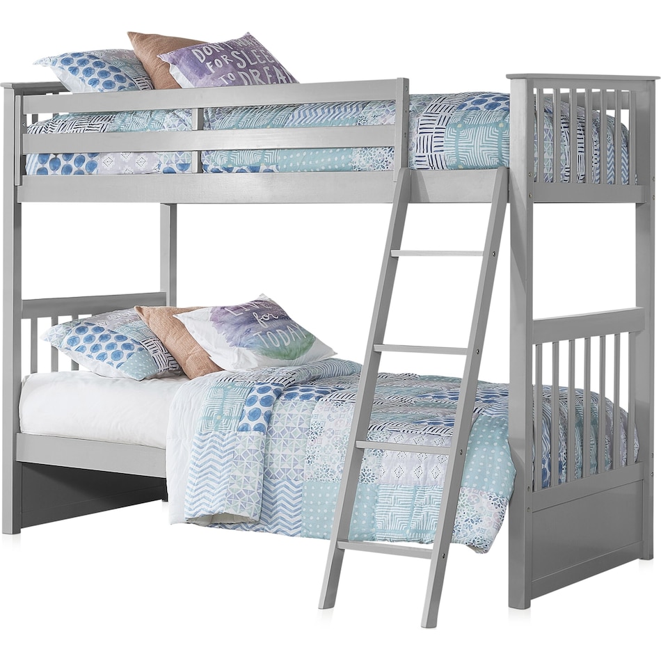 flynn youth gray twin over twin bunk bed   