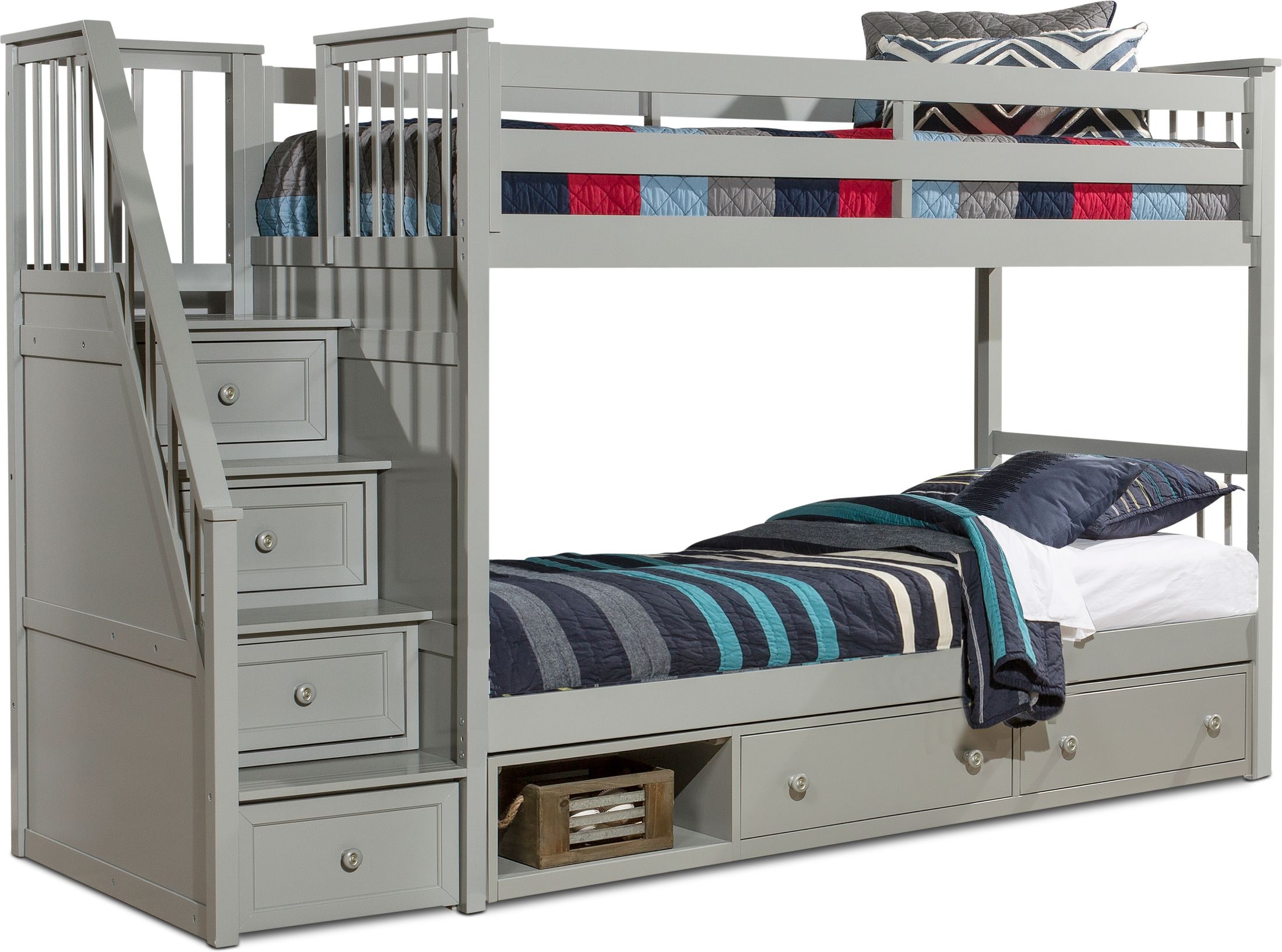 bunk beds with storage stairs