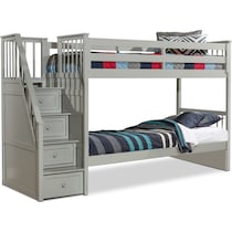 flynn youth gray twin over twin stair bunk bed   