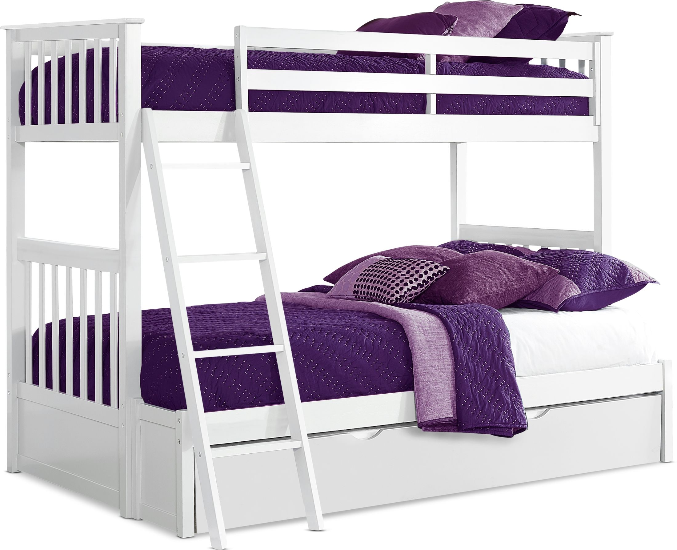 Flynn Twin over Full Trundle Bunk Bed White American Signature