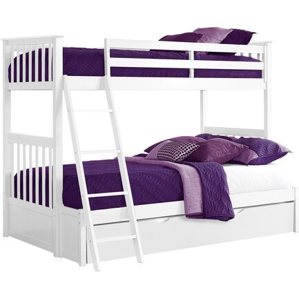 Flynn Twin over Full Trundle Bunk Bed - White