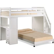 flynn youth white twin over full stair loft bed with desk   