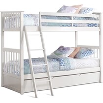 flynn youth white twin over twin bunk bed with trundle   