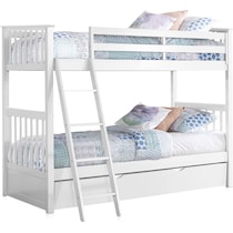 flynn youth white twin over twin bunk bed with trundle   