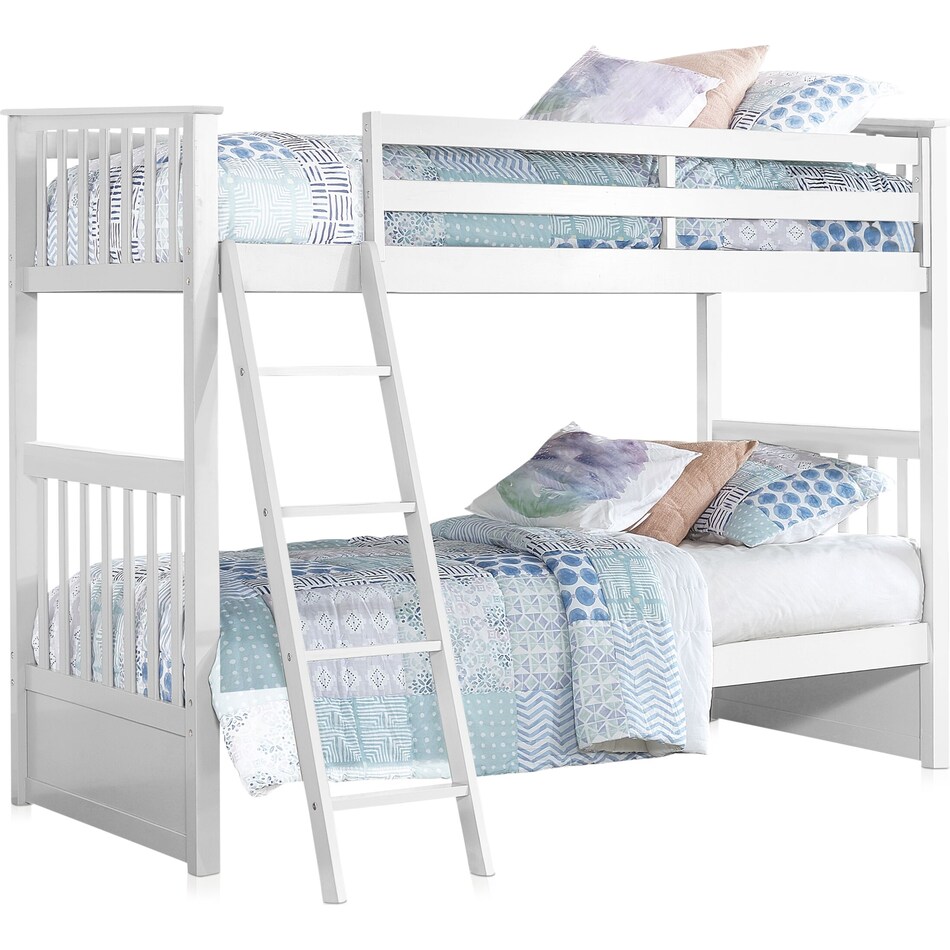 flynn youth white twin over twin bunk bed   