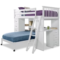 flynn youth white twin over twin loft bed with desk and chest   