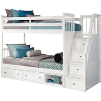 flynn youth white twin over twin stair bunk bed with storage   