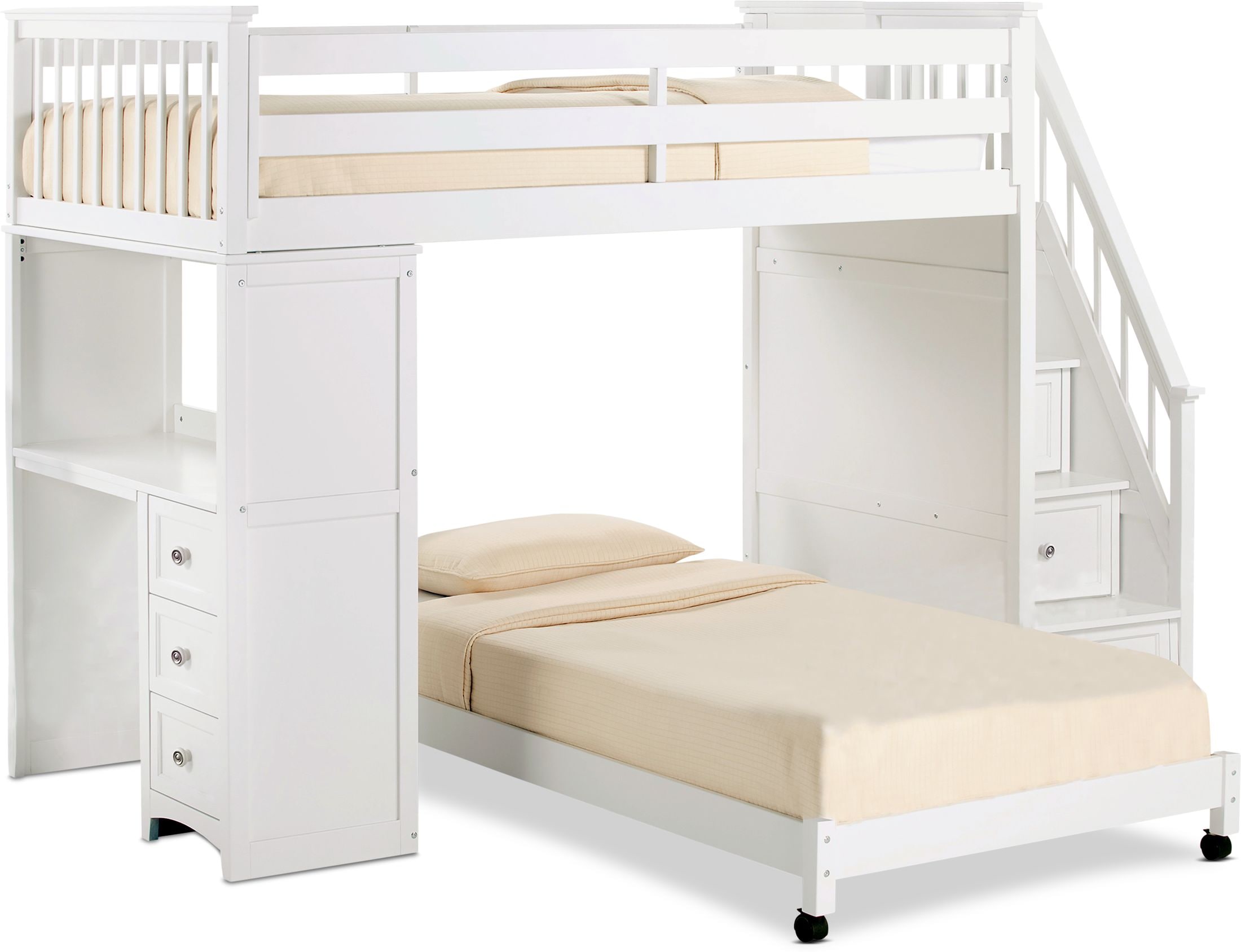 Flynn Loft Bed with Storage Stairs and Desk | American Signature 