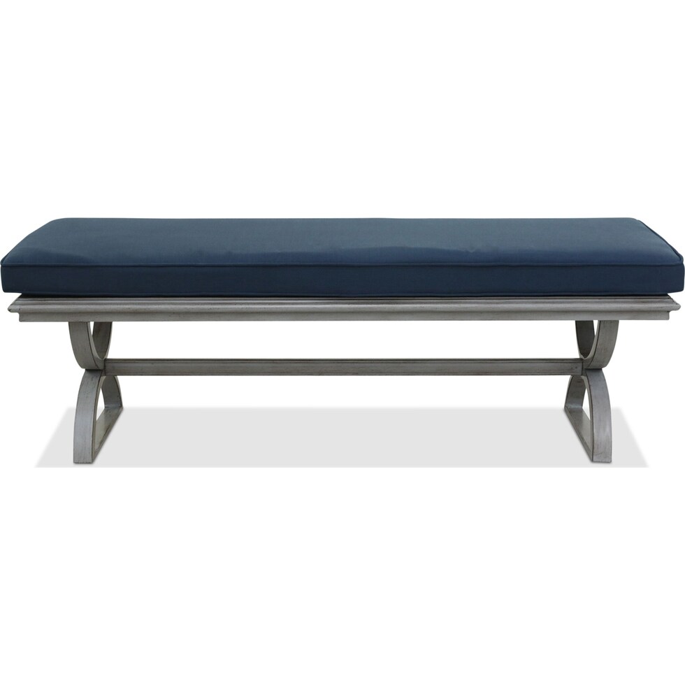 folly blue outdoor bench   